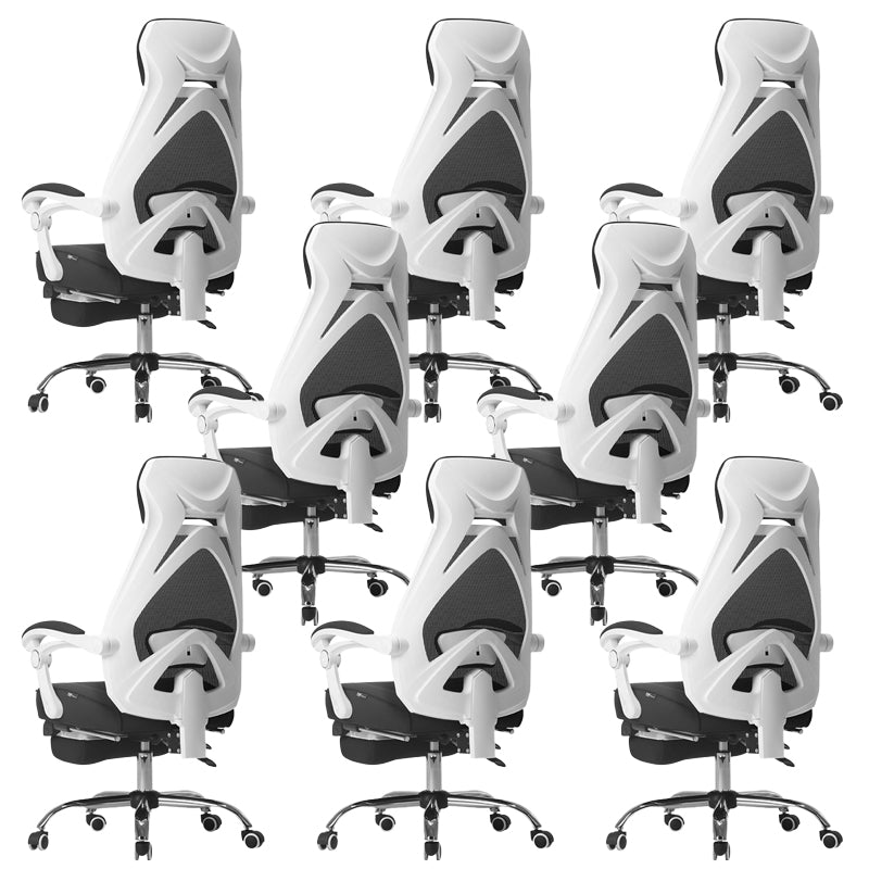 Padded Arms Office Chair Tilt Mechanism No Distressing Desk Chair with Wheels White 8 Piece Set With Footrest Clearhalo 'furn' 'furn_office_chair' 'Furniture' 'Office Chairs' 'Office Furniture' 'office_chair' 7486521