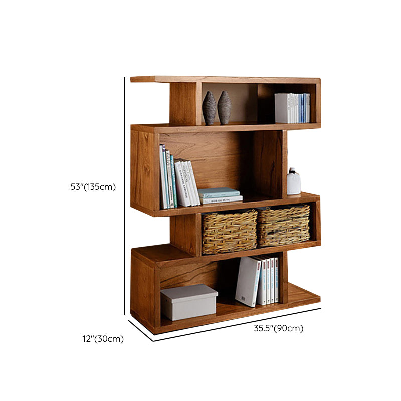 Modern Closed Back Bookshelf Standard Solid Wood Bookcase with Shelves