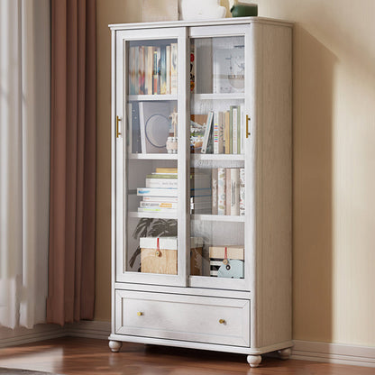 Vertical Solid Wood Bookcase Contemporary Closed Back Bookshelf 33"L x 13"W x 60"H White