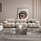 37" Wide Contemporary Sofa Fabric Tufted White Standard Seating