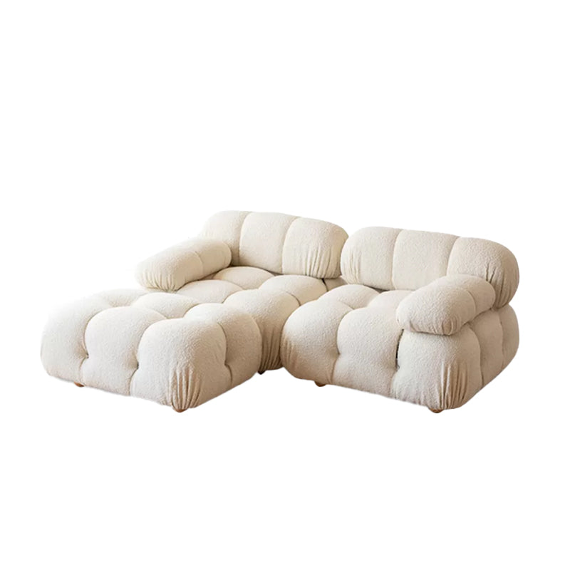 37" Wide Contemporary Sofa Fabric Tufted White Standard Seating