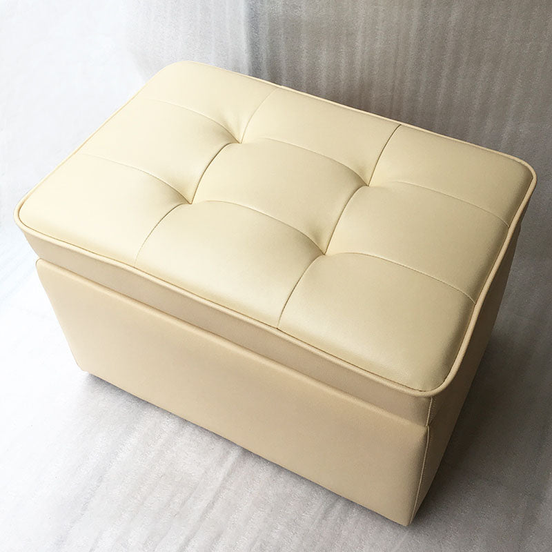 Pisos de almacenamiento de cuero genuino otomanos de 15,6 pulgadas Rectángulo taburete de pie