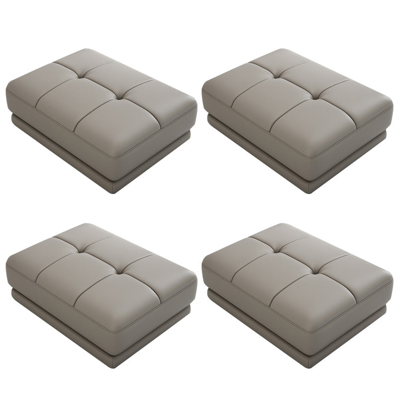 Contemporary Style Rectangular Ottoman Leather Foot Stool with Legs Light Khaki 4 Piece Set Clearhalo 'furn' 'furn_ottomans_poufs' 'Furniture' 'Living Room Furniture' 'Ottomans & Poufs' 'ottomans_poufs' 7488414