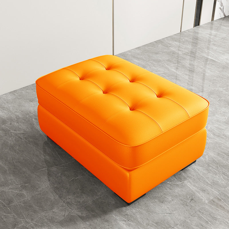 Contemporary Style Rectangular Ottoman Leather Foot Stool with Legs Orange 1 Piece Clearhalo 'furn' 'furn_ottomans_poufs' 'Furniture' 'Living Room Furniture' 'Ottomans & Poufs' 'ottomans_poufs' 7488416