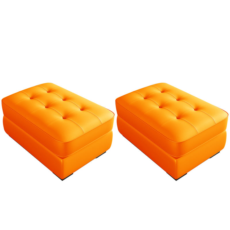 Contemporary Style Rectangular Ottoman Leather Foot Stool with Legs Orange 2 Piece Set Clearhalo 'furn' 'furn_ottomans_poufs' 'Furniture' 'Living Room Furniture' 'Ottomans & Poufs' 'ottomans_poufs' 7488419