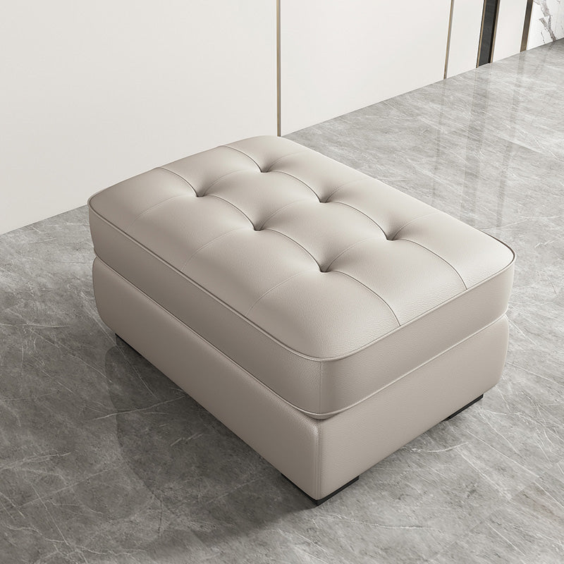 Contemporary Style Rectangular Ottoman Leather Foot Stool with Legs Khaki 1 Piece Clearhalo 'furn' 'furn_ottomans_poufs' 'Furniture' 'Living Room Furniture' 'Ottomans & Poufs' 'ottomans_poufs' 7488422
