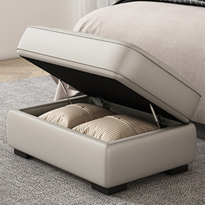 Contemporary Style Rectangular Ottoman Leather Foot Stool with Legs Clearhalo 'furn' 'furn_ottomans_poufs' 'Furniture' 'Living Room Furniture' 'Ottomans & Poufs' 'ottomans_poufs' 7488423