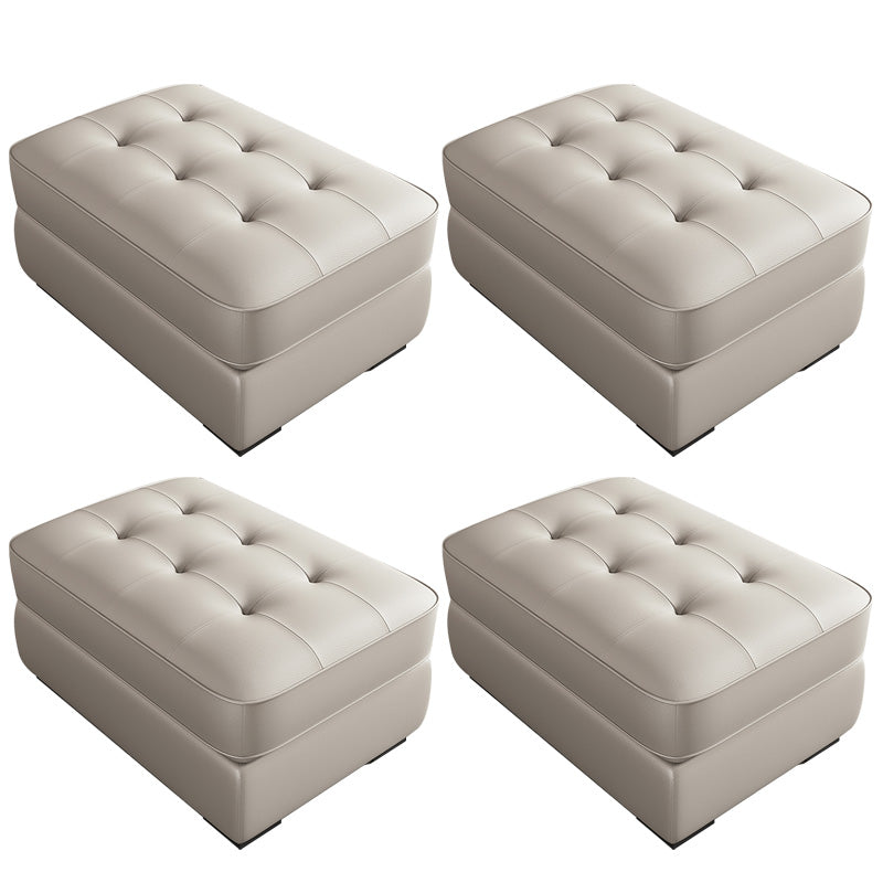 Contemporary Style Rectangular Ottoman Leather Foot Stool with Legs Khaki 4 Piece Set Clearhalo 'furn' 'furn_ottomans_poufs' 'Furniture' 'Living Room Furniture' 'Ottomans & Poufs' 'ottomans_poufs' 7488426