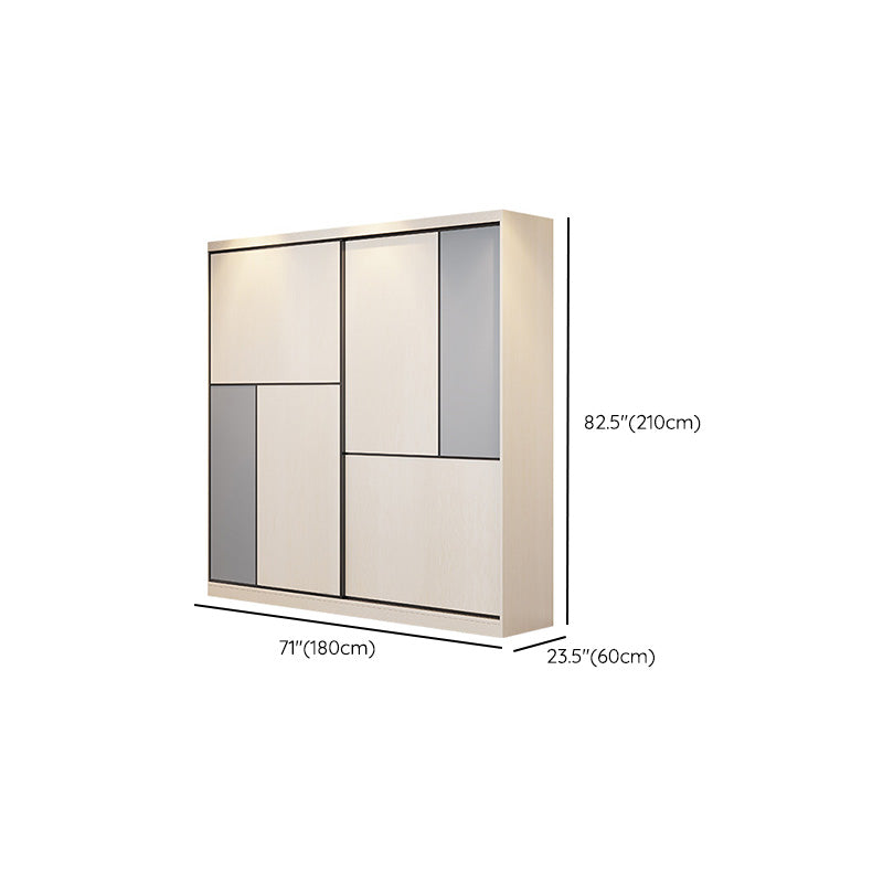 Coastal Style Wardrobe Cabinet Wooden Sliding Door Storage Cabinet