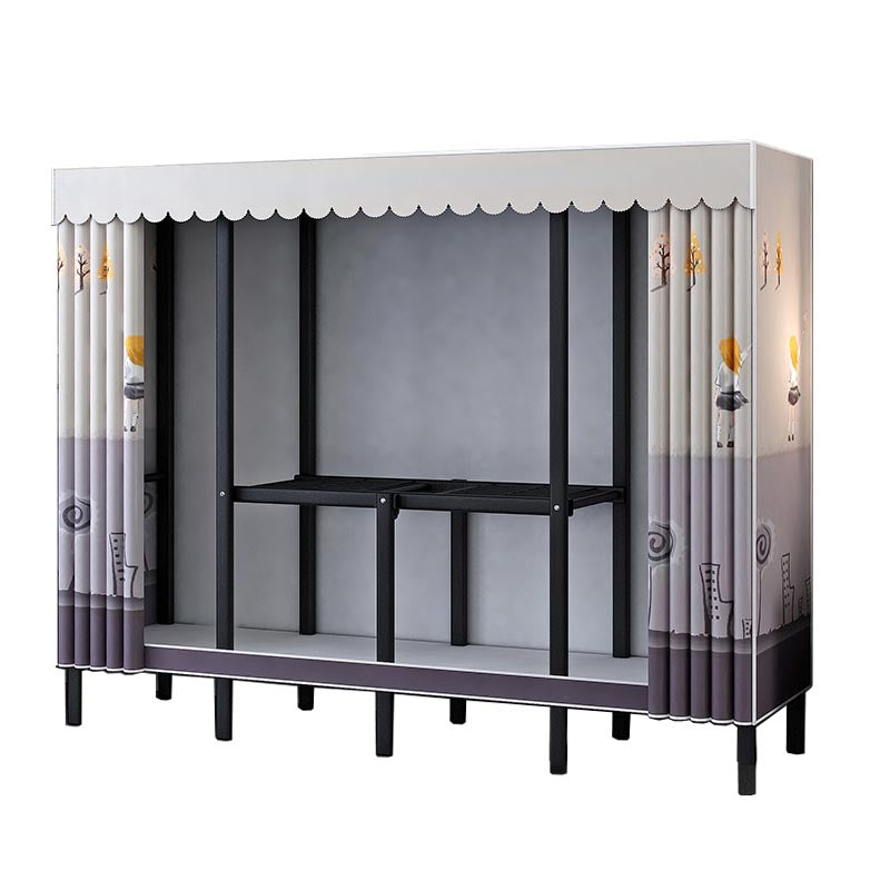 Armario de metal y tela Estilo industrial de dormitorio Rectangular Armario