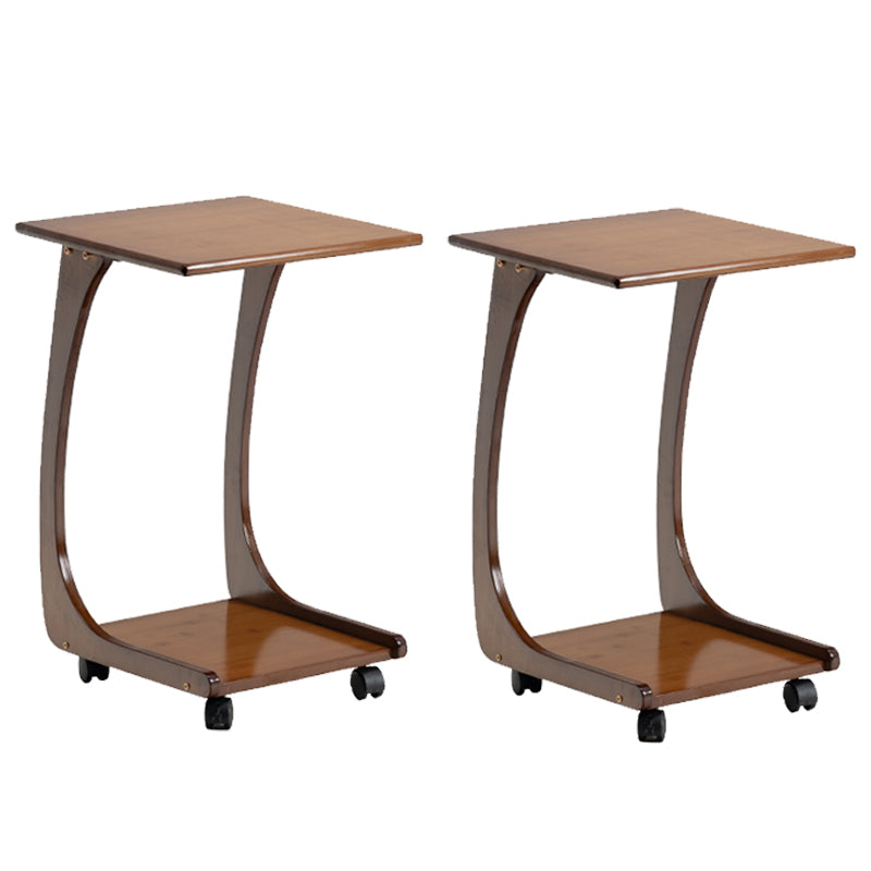 Modern Brown Side Table Rectangular C Table with Shelf for Living Room 15.7"L x 15.7"W x 25.2"H 2 Clearhalo 'Coffee & Accent Tables' 'End & Side Tables' 'end_side_tables' 'furn' 'furn_end_side_tables' 'Furniture' 'Living Room Furniture' 7488628