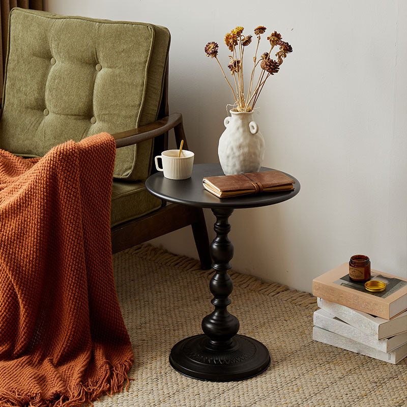 20.5" Tall Metal Pedestal End Table Round Accent Side Table in Black/White Clearhalo 'Coffee & Accent Tables' 'End & Side Tables' 'end_side_tables' 'furn' 'furn_end_side_tables' 'Furniture' 'Living Room Furniture' 7488731