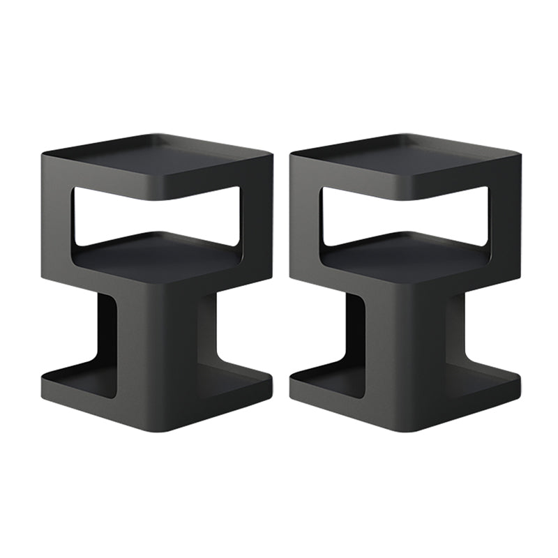 21.7" Tall Block End Table 3-Tier Metal Accent Side Table for Living Room Black 2 Clearhalo 'Coffee & Accent Tables' 'End & Side Tables' 'end_side_tables' 'furn' 'furn_end_side_tables' 'Furniture' 'Living Room Furniture' 7488745