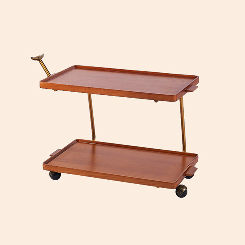Cherry Wooden Storage End Table Rectangular 2-Tier Side Table with Casters 30"L x 16"W x 22"H Brown 1 Clearhalo 'Coffee & Accent Tables' 'End & Side Tables' 'end_side_tables' 'furn' 'furn_end_side_tables' 'Furniture' 'Living Room Furniture' 7488786