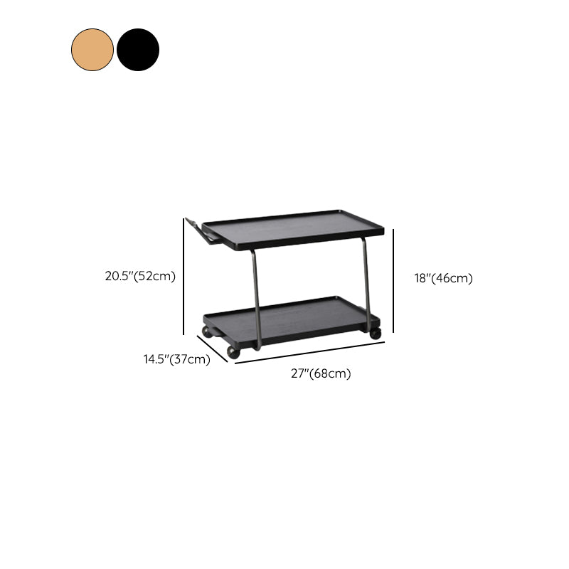 Cherry Wooden Storage End Table Rectangular 2-Tier Side Table with Casters Clearhalo 'Coffee & Accent Tables' 'End & Side Tables' 'end_side_tables' 'furn' 'furn_end_side_tables' 'Furniture' 'Living Room Furniture' 7488799