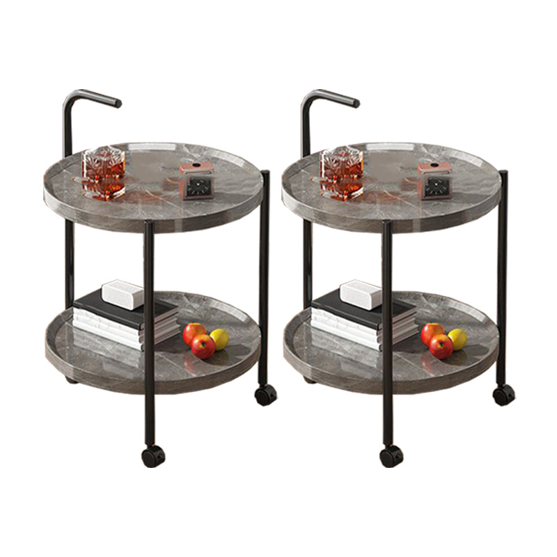 Black Metal 3 Legs Side Table Modernistic Sofa Side Accent Table with Shelf 19.7"L x 19.7"W x 27.6"H Gray 2 Clearhalo 'Coffee & Accent Tables' 'End & Side Tables' 'end_side_tables' 'furn' 'furn_end_side_tables' 'Furniture' 'Living Room Furniture' 7488803