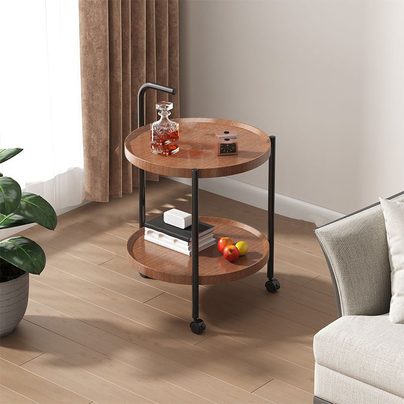 Black Metal 3 Legs Side Table Modernistic Sofa Side Accent Table with Shelf 19.7"L x 19.7"W x 27.6"H Brown 1 Clearhalo 'Coffee & Accent Tables' 'End & Side Tables' 'end_side_tables' 'furn' 'furn_end_side_tables' 'Furniture' 'Living Room Furniture' 7488809