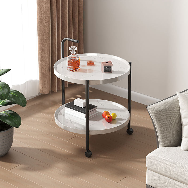 Black Metal 3 Legs Side Table Modernistic Sofa Side Accent Table with Shelf 23.6"L x 23.6"W x 27.6"H White 1 Clearhalo 'Coffee & Accent Tables' 'End & Side Tables' 'end_side_tables' 'furn' 'furn_end_side_tables' 'Furniture' 'Living Room Furniture' 7488816