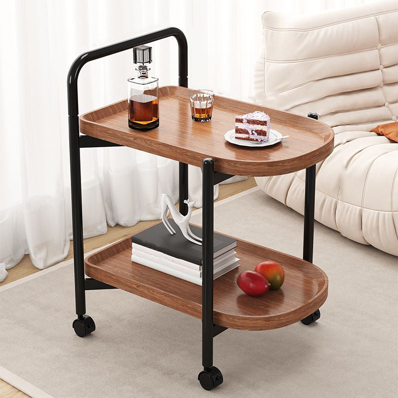 Black Metal 3 Legs Side Table Modernistic Sofa Side Accent Table with Shelf 24"L x 16"W x 27"H Brown 1 Clearhalo 'Coffee & Accent Tables' 'End & Side Tables' 'end_side_tables' 'furn' 'furn_end_side_tables' 'Furniture' 'Living Room Furniture' 7488826