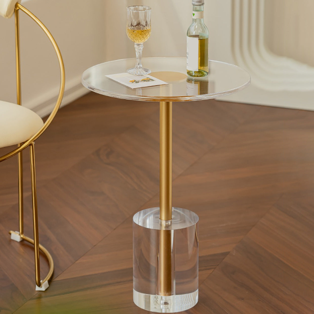 Clear Acrylic Round End Table 20" Tall Pedestal Sofa Side Accent Table Cylinder 1 Clearhalo 'Coffee & Accent Tables' 'End & Side Tables' 'end_side_tables' 'furn' 'furn_end_side_tables' 'Furniture' 'Living Room Furniture' 7488832