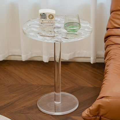 Pedestal 20" Tall End Table Round Clear Acrylic Sofa Side Accent Table 1 Clearhalo 'Coffee & Accent Tables' 'End & Side Tables' 'end_side_tables' 'furn' 'furn_end_side_tables' 'Furniture' 'Living Room Furniture' 7488860