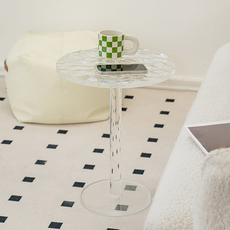 Pedestal 20" Tall End Table Round Clear Acrylic Sofa Side Accent Table Clearhalo 'Coffee & Accent Tables' 'End & Side Tables' 'end_side_tables' 'furn' 'furn_end_side_tables' 'Furniture' 'Living Room Furniture' 7488870