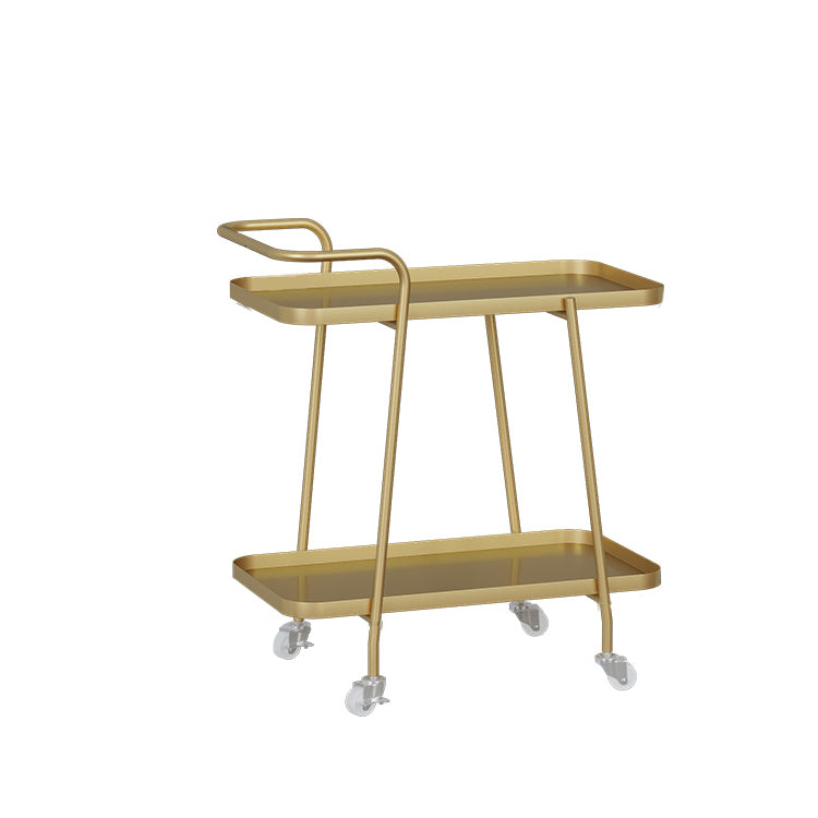 Rectangular Metal End Table with Casters Glam 22.8" Tall Side Table with Shelf Gold 1 Clearhalo 'Coffee & Accent Tables' 'End & Side Tables' 'end_side_tables' 'furn' 'furn_end_side_tables' 'Furniture' 'Living Room Furniture' 7488874