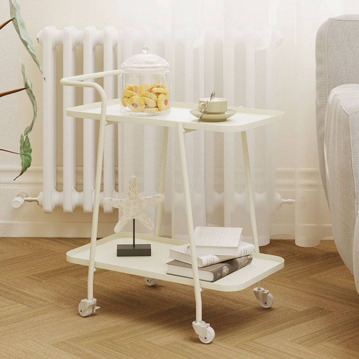 Rectangular Metal End Table with Casters Glam 22.8" Tall Side Table with Shelf Clearhalo 'Coffee & Accent Tables' 'End & Side Tables' 'end_side_tables' 'furn' 'furn_end_side_tables' 'Furniture' 'Living Room Furniture' 7488875