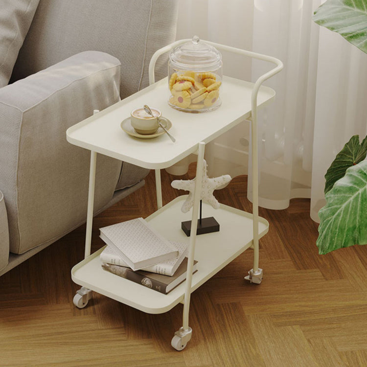 Rectangular Metal End Table with Casters Glam 22.8" Tall Side Table with Shelf Clearhalo 'Coffee & Accent Tables' 'End & Side Tables' 'end_side_tables' 'furn' 'furn_end_side_tables' 'Furniture' 'Living Room Furniture' 7488879