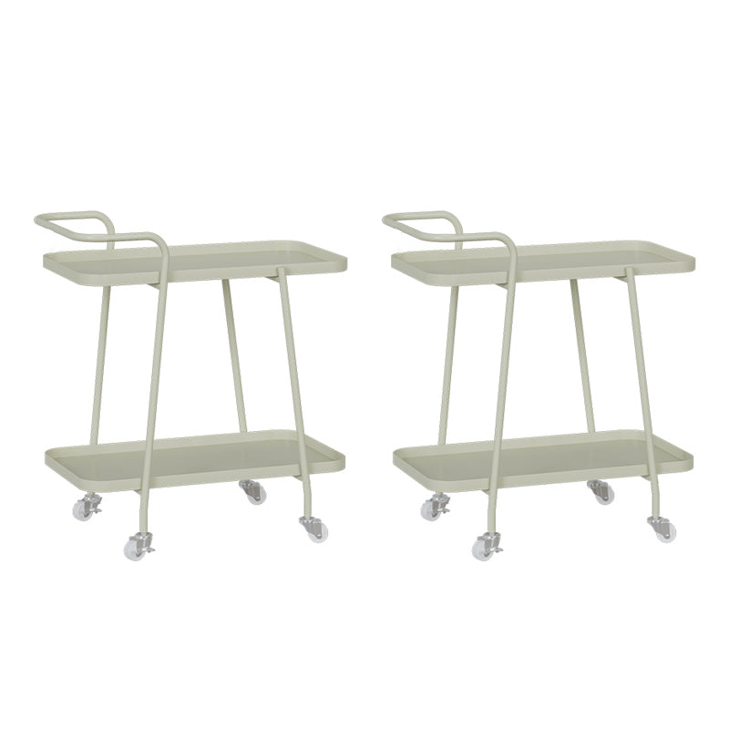 2-Tier Metal Side Table with Casters 22.8" Tall Tray Top End Table White 2 Rectangular Clearhalo 'Coffee & Accent Tables' 'End & Side Tables' 'end_side_tables' 'furn' 'furn_end_side_tables' 'Furniture' 'Living Room Furniture' 7488898