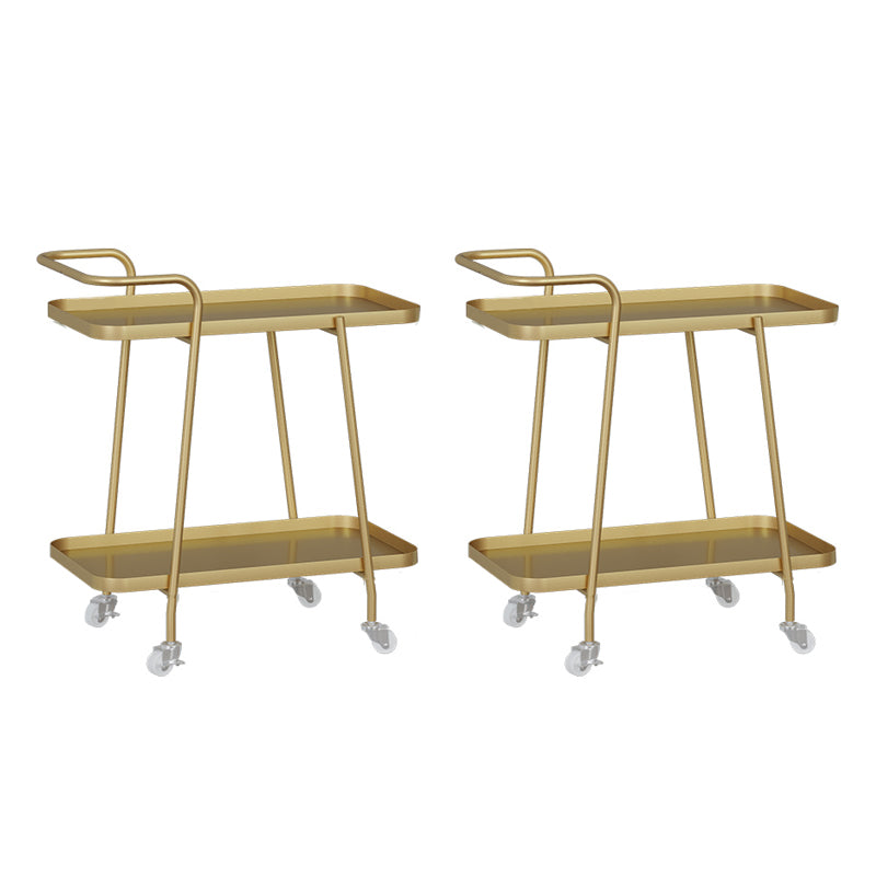 2-Tier Metal Side Table with Casters 22.8" Tall Tray Top End Table Gold 2 Rectangular Clearhalo 'Coffee & Accent Tables' 'End & Side Tables' 'end_side_tables' 'furn' 'furn_end_side_tables' 'Furniture' 'Living Room Furniture' 7488900