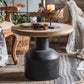 French Country Round Wood Side Table Distressed Wood & Metal Pedestal End Table Clearhalo 'Coffee & Accent Tables' 'End & Side Tables' 'end_side_tables' 'furn' 'furn_end_side_tables' 'Furniture' 'Living Room Furniture' 7488982