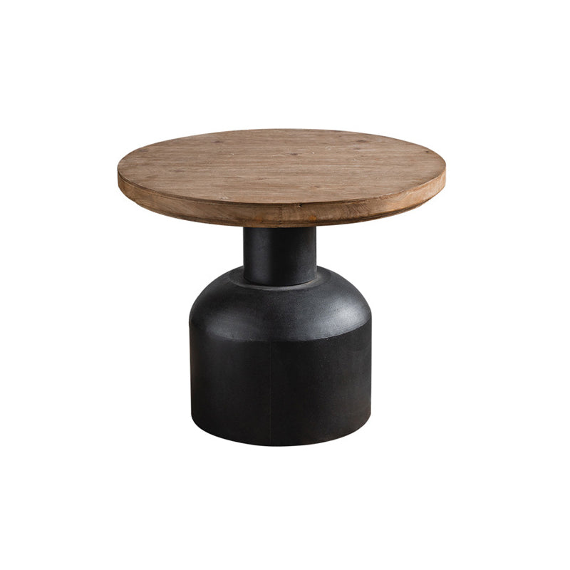 French Country Round Wood Side Table Distressed Wood & Metal Pedestal End Table Clearhalo 'Coffee & Accent Tables' 'End & Side Tables' 'end_side_tables' 'furn' 'furn_end_side_tables' 'Furniture' 'Living Room Furniture' 7488990