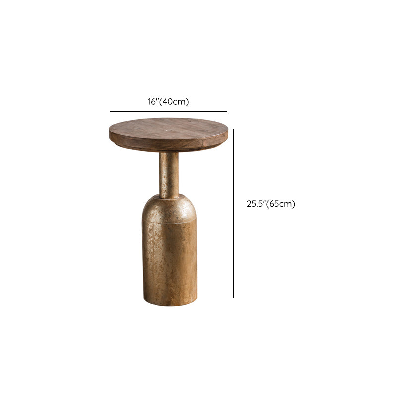 French Country Round Wood Side Table Distressed Wood & Metal Pedestal End Table Clearhalo 'Coffee & Accent Tables' 'End & Side Tables' 'end_side_tables' 'furn' 'furn_end_side_tables' 'Furniture' 'Living Room Furniture' 7488991
