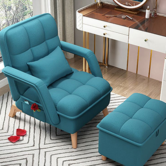 Adjustable Standard Recliner Solid Wood Scandinavian Recliner Chair with Storage Deck Chair with Ottoman Blue Clearhalo 'Chairs & Seating' 'furn' 'furn_recliners' 'Furniture' 'Living Room Furniture' 'Recliners' 7488994