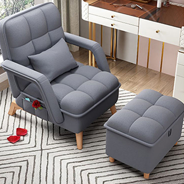 Adjustable Standard Recliner Solid Wood Scandinavian Recliner Chair with Storage Deck Chair with Ottoman Dark Gray Clearhalo 'Chairs & Seating' 'furn' 'furn_recliners' 'Furniture' 'Living Room Furniture' 'Recliners' 7488995