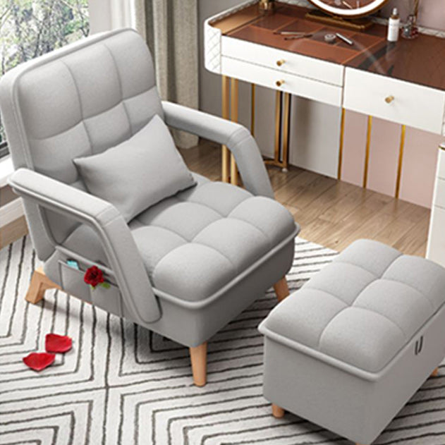 Adjustable Standard Recliner Solid Wood Scandinavian Recliner Chair with Storage Deck Chair with Ottoman Light Grey Clearhalo 'Chairs & Seating' 'furn' 'furn_recliners' 'Furniture' 'Living Room Furniture' 'Recliners' 7488997