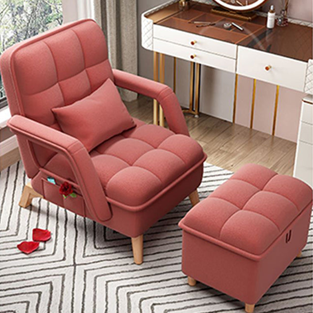 Adjustable Standard Recliner Solid Wood Scandinavian Recliner Chair with Storage Deck Chair with Ottoman Orange Clearhalo 'Chairs & Seating' 'furn' 'furn_recliners' 'Furniture' 'Living Room Furniture' 'Recliners' 7488999