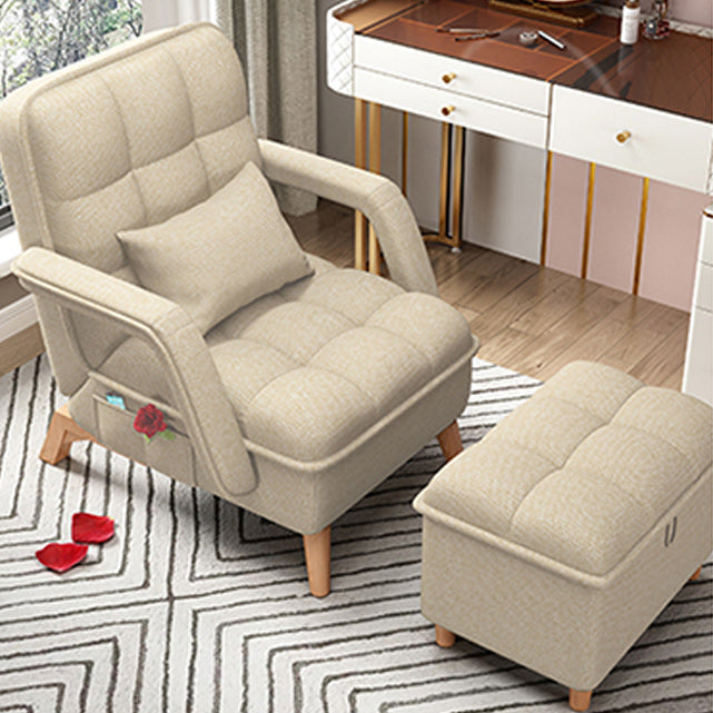 Adjustable Standard Recliner Solid Wood Scandinavian Recliner Chair with Storage Deck Chair with Ottoman Beige Clearhalo 'Chairs & Seating' 'furn' 'furn_recliners' 'Furniture' 'Living Room Furniture' 'Recliners' 7489002