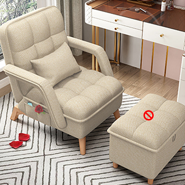 Adjustable Standard Recliner Solid Wood Scandinavian Recliner Chair with Storage Deck Chair Beige Clearhalo 'Chairs & Seating' 'furn' 'furn_recliners' 'Furniture' 'Living Room Furniture' 'Recliners' 7489010