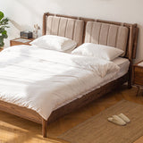 Mid-Century Modern Solid Color Bed Wood Rectangular Bed Frame