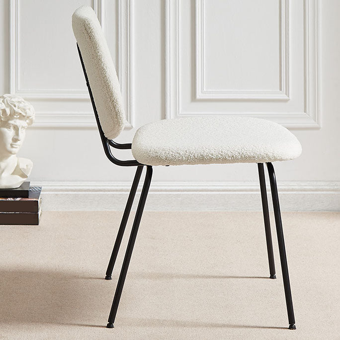 Eigentijdse zijstoel open rug metalen eetkamerstoel in het wit