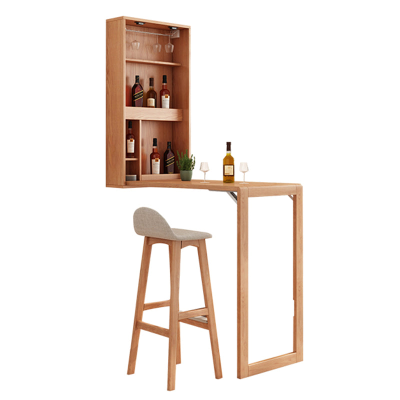 Folding Counter Height Pub Set 1/2/3 Pcs Wood Frame Bar Table and Stools Table & Chair(s) Wood 2 Piece Set Clearhalo 'Bar Furniture' 'furn' 'furn_home_bar_bar_sets' 'Furniture' 'Home Bars & Bar Sets' 'home_bar_bar_sets' 'Kitchen & Dining Furniture' 7491454