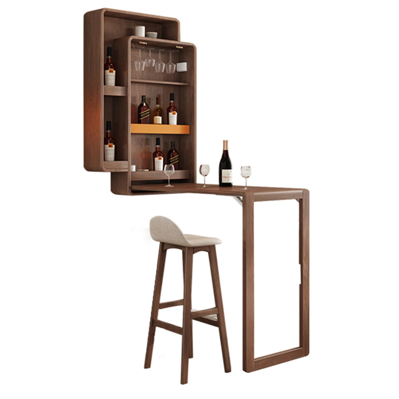Folding Counter Height Pub Set 1/2/3 Pcs Wood Frame Bar Table and Stools Table & Chair(s) Coffee 2 Piece Set Clearhalo 'Bar Furniture' 'furn' 'furn_home_bar_bar_sets' 'Furniture' 'Home Bars & Bar Sets' 'home_bar_bar_sets' 'Kitchen & Dining Furniture' 7491457