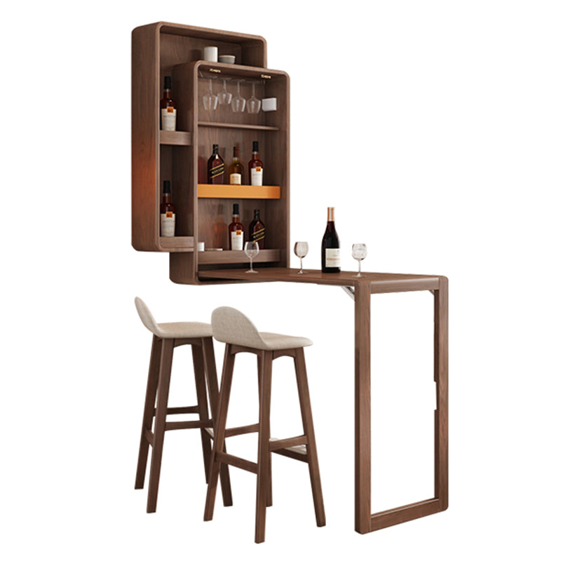 Folding Counter Height Pub Set 1/2/3 Pcs Wood Frame Bar Table and Stools Table & Chair(s) Coffee 3 Piece Set Clearhalo 'Bar Furniture' 'furn' 'furn_home_bar_bar_sets' 'Furniture' 'Home Bars & Bar Sets' 'home_bar_bar_sets' 'Kitchen & Dining Furniture' 7491459