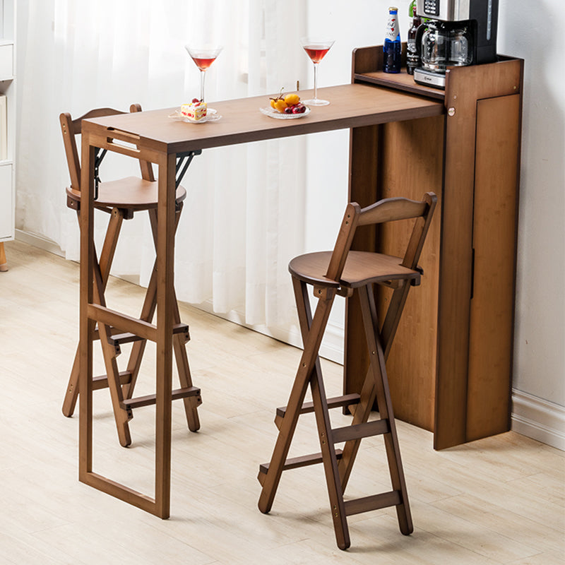 Table de table de pub à barre en bois 1/3 pcs table de barre pliante et tabourets en marron et naturel