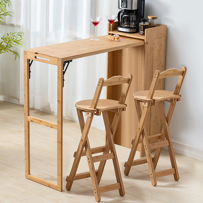 Table de table de pub à barre en bois 1/3 pcs table de barre pliante et tabourets en marron et naturel