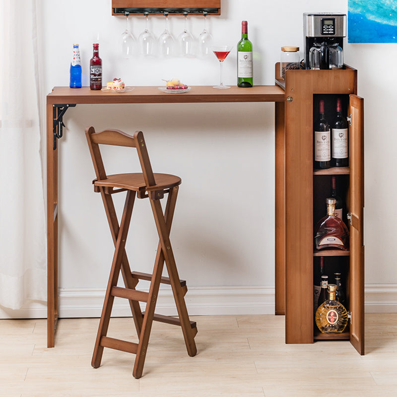 Table de table de pub à barre en bois 1/3 pcs table de barre pliante et tabourets en marron et naturel