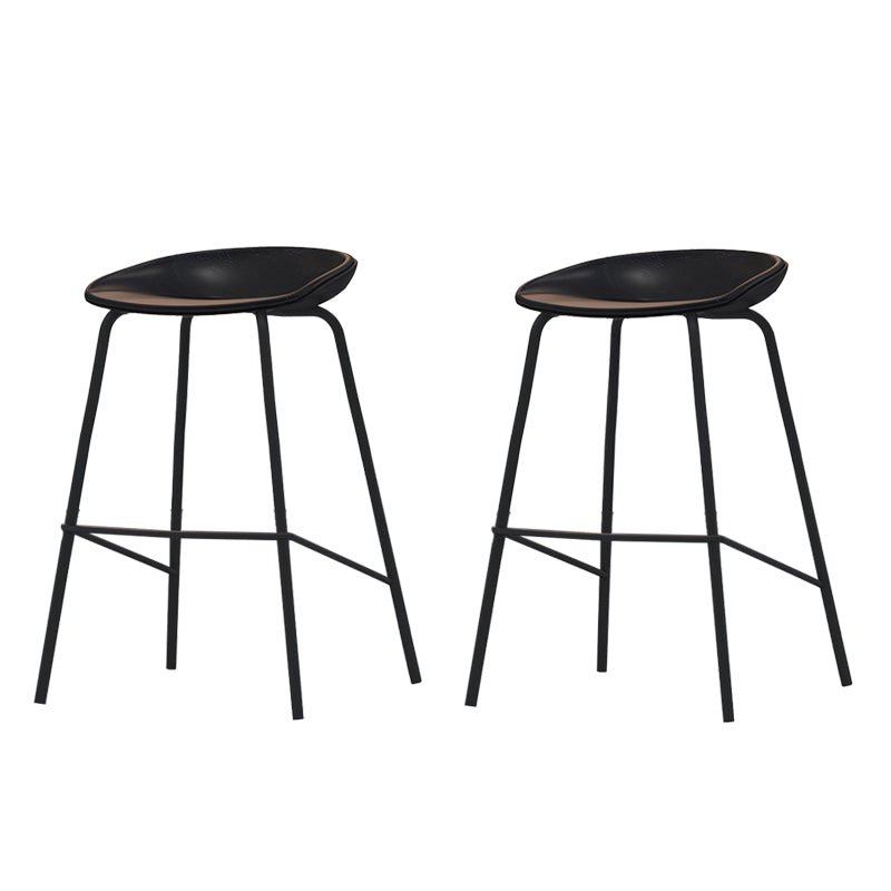 Industrial Indoor Bar Stool Upholstered Bar Stool with Metal Base Black 2 Piece Set Clearhalo 'Bar Furniture' 'Bar Stools' 'bar_stools' 'furn' 'furn_bar_stools' 'Furniture' 'Kitchen & Dining Furniture' 7491652