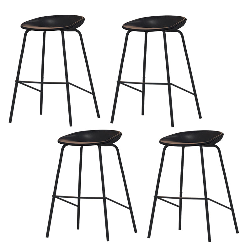 Industrial Indoor Bar Stool Upholstered Bar Stool with Metal Base Black 4 Piece Set Clearhalo 'Bar Furniture' 'Bar Stools' 'bar_stools' 'furn' 'furn_bar_stools' 'Furniture' 'Kitchen & Dining Furniture' 7491653